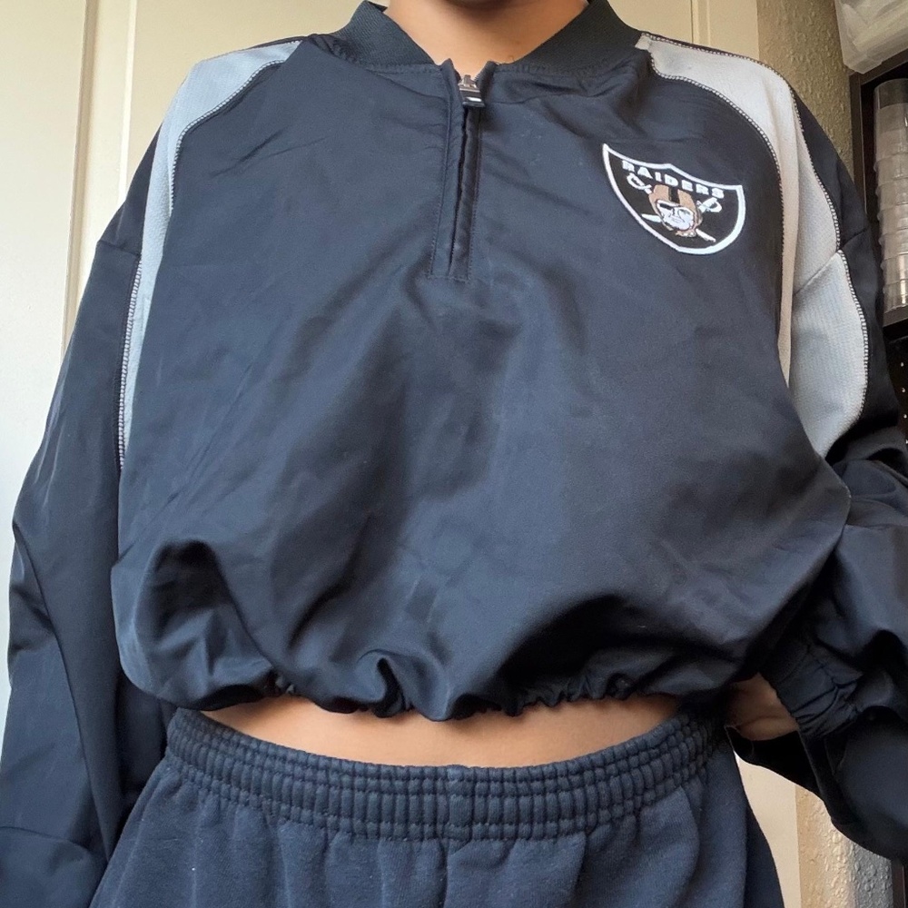 Las Vegas Raiders Cropped vintage windbreaker pullover large